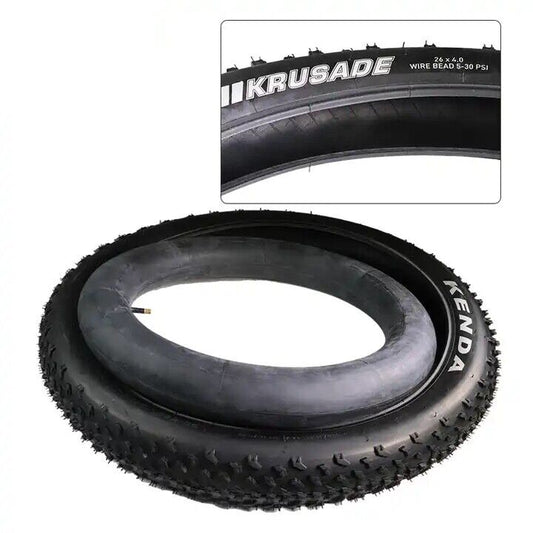 Kenda Krusade 26x4.0 Fatbike Reifen ohne Schlauch, Fat Bike Mantel Schwarz - MabeaMobility