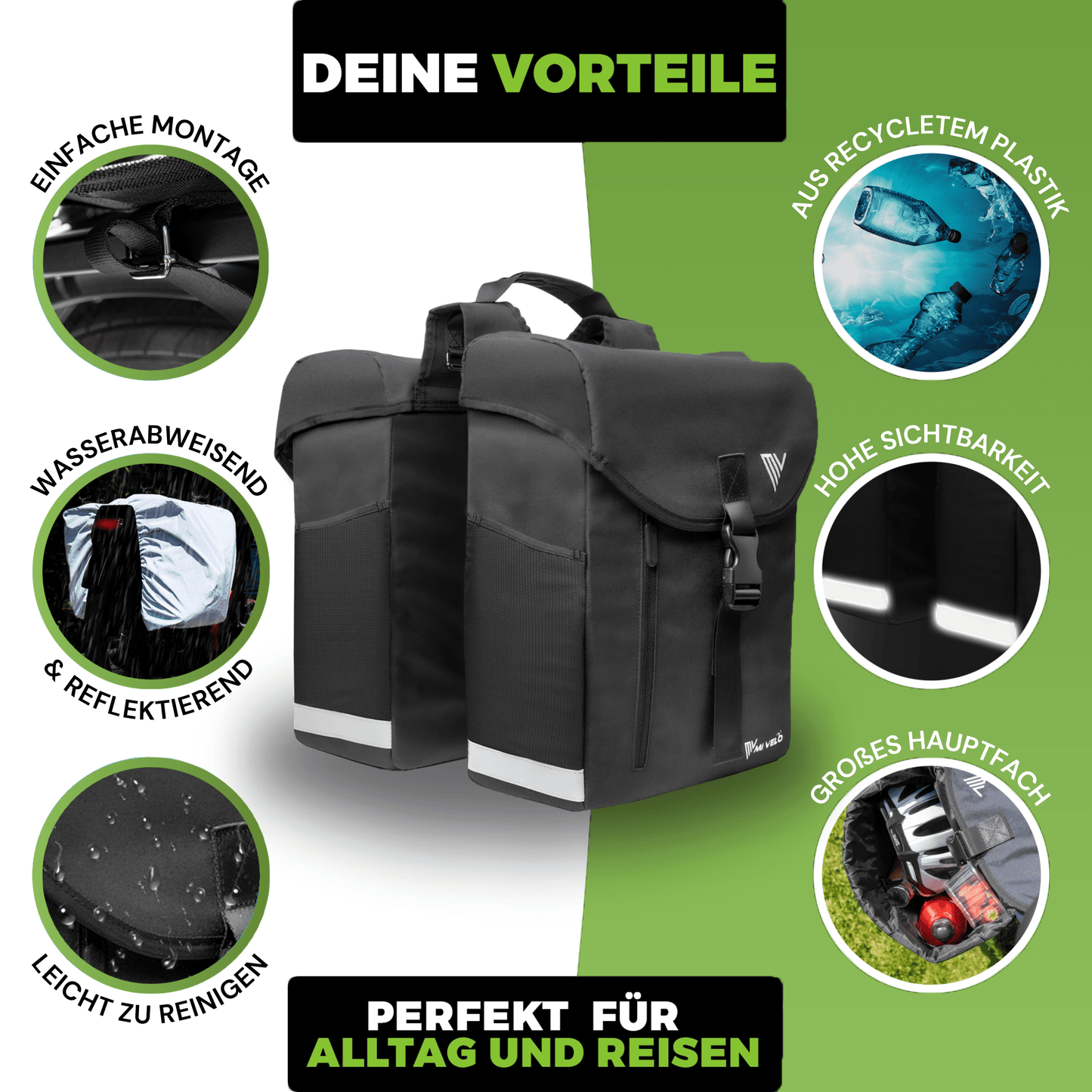 Fahrrad-Doppeltasche 36L