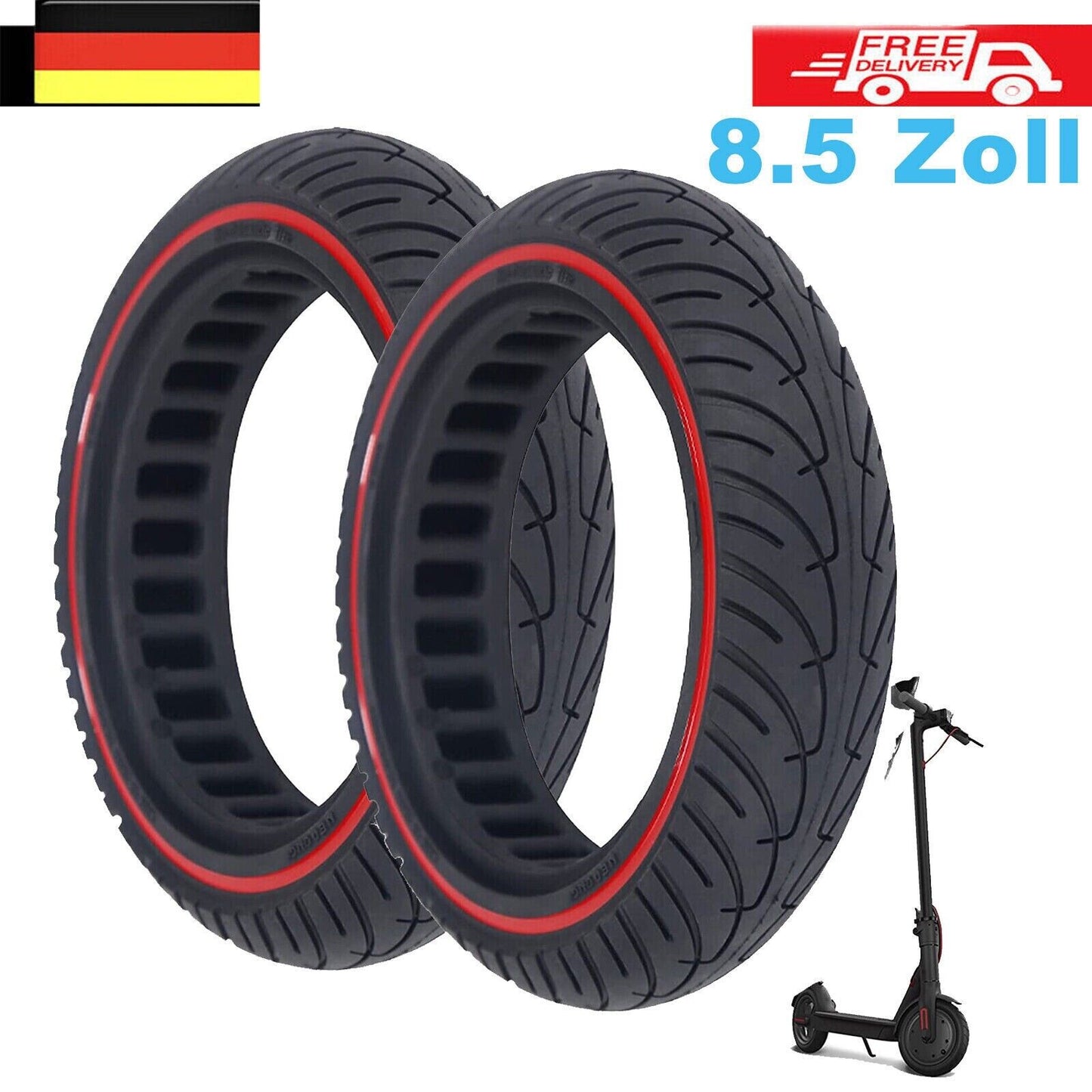 2x E-Scooter Vollgummi Reifen 8.5 x 2 Zoll Universal - MabeaMobility